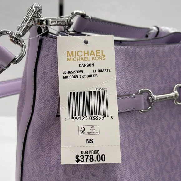 MICHAEL KORS Carson Md Sign Logo Convertible Bucket Cross Shoulder
Lt Quartz
NWT - Picture 5 of 16
